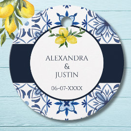 Blue Mediterranean Lemon Italienische Hochzeit Dan Geschenkanhänger