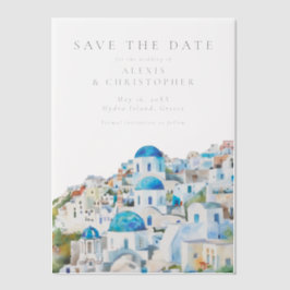 Blue Mediterranean Skyline Wedding Save the Date