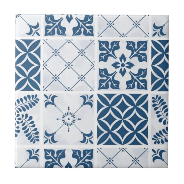 Blue Mediterranean Talavera Pattern  Fliese (Vorderseite)
