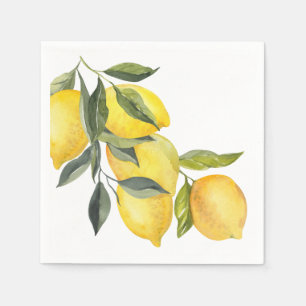 Blue Mediterranean Tile & Citrus Hochzeitsnapkins Serviette