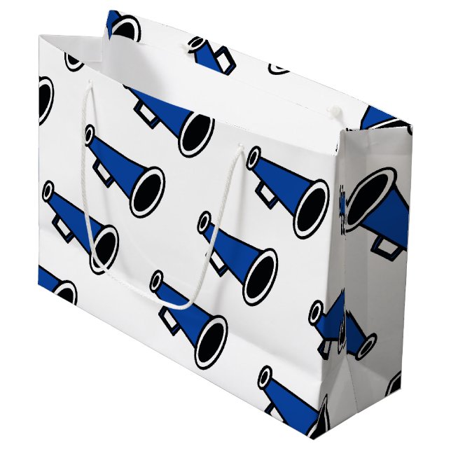 Blue Megaphon Große Geschenktüte (Vorderseite Schrägansicht)