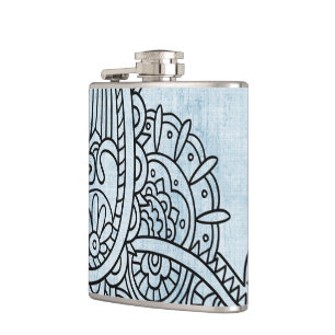 Blue Mehndi Motif Flask Flachmann