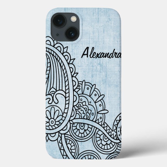 Blue Mehndi Motif iPad Air Hüllen (Rückseite)