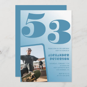 Blue Men Foto Gradient 53. Geburtstagseinladungen Einladung