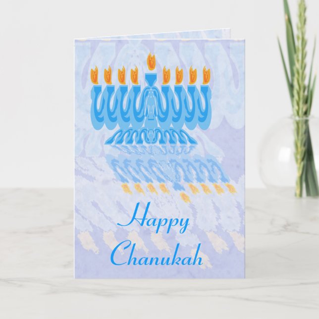 Blue Menorah Chanukah Cards Feiertagskarte (Vorderseite)