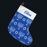 Blue Menorah Large Hanukkah Strumpf Großer Weihnachtsstrumpf<br><div class="desc">Blue Menorah Large Hanukkah Strumpf</div>