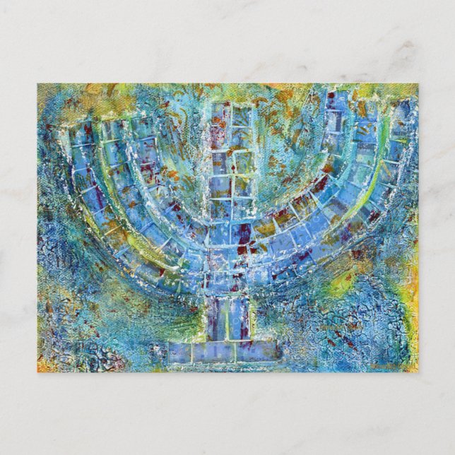 Blue Menorah Postcard Postkarte (Vorderseite)