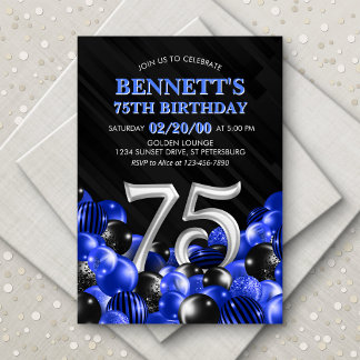 Blue Mens 75. Geburtstag Einladung