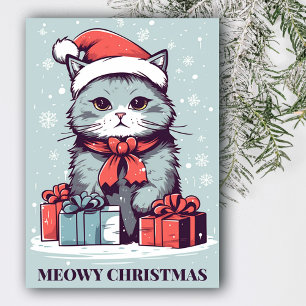 Blue Meowy Weihnachten Niedliche Katze In einer We