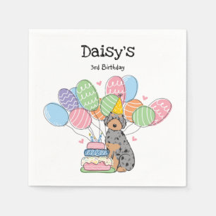Blue Merle Aussiedoodle Dog Birthday Party Paper Serviette