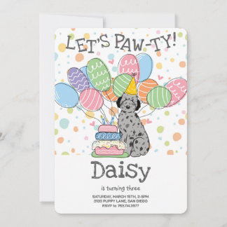 Blue Merle Aussiedoodle Geburtstagsparty Einladung