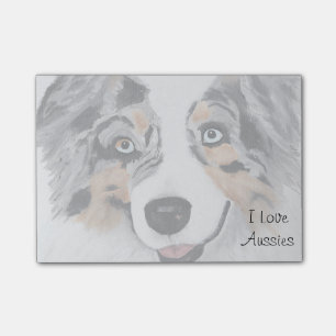 Blue Merle Australian Shepherd 50 Sticky Notes Post-it Klebezettel