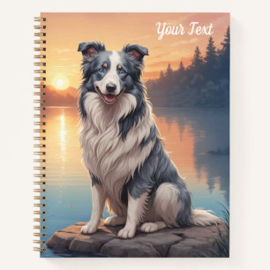 Blue Merle Border Collie am See Notizbuch