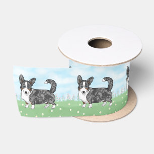 Blue Merle Cardigan Welsh Corgi Blume Satinband