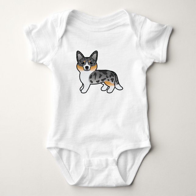 Blue Merle Cardigan Welsh Corgi Cartoon Dog Baby Strampler (Vorderseite)
