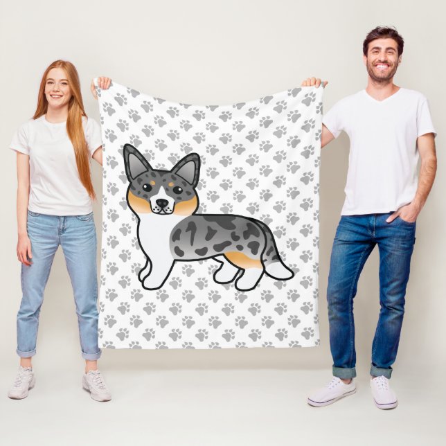 Blue Merle Cardigan Welsh Corgi Cartoon Dog Fleecedecke (Beispiel)