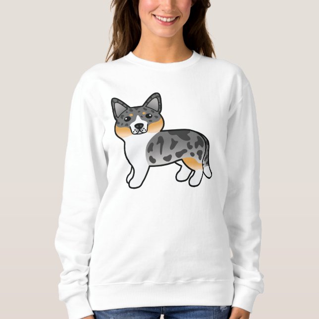 Blue Merle Cardigan Welsh Corgi Cartoon Dog Sweatshirt (Vorderseite)