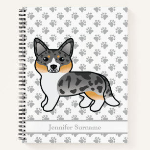 Blue Merle Cardigan Welsh Corgi Dog & Custom Text Notizbuch