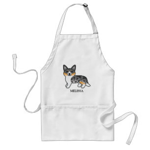 Blue Merle Cardigan Welsh Corgi Dog & Name Schürze