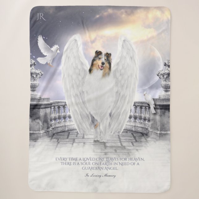 Blue Merle Collie Angel Memorial, Heaven Balcony - Sherpadecke (Vorderseite)