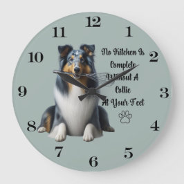 Blue Merle Collie Clock Große Wanduhr