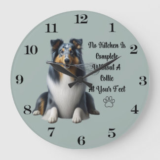 Blue Merle Collie Clock Große Wanduhr