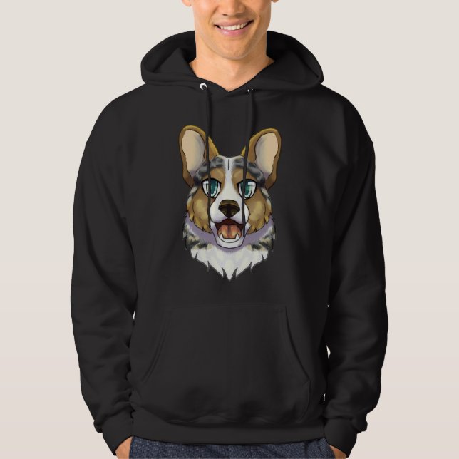 Blue Merle Corgi Hoodie (Vorderseite)