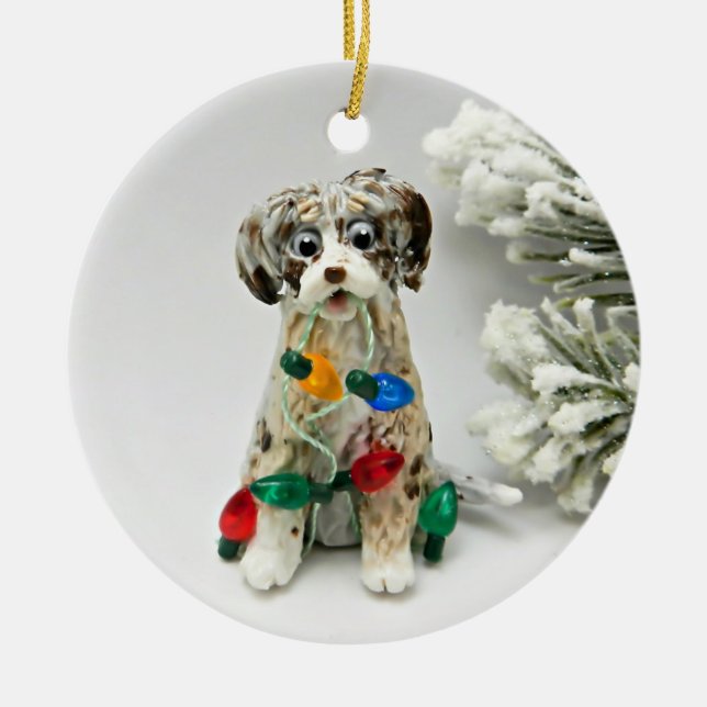 Blue Merle Doodle Dog Ornament (Vorne)