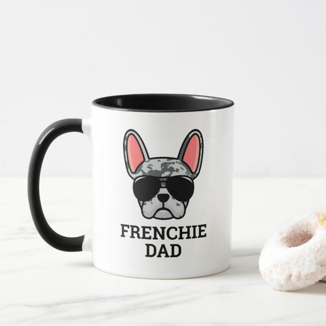 Blue Merle French Bulldog Frenchie Chien Papa Mug (Avec donut)