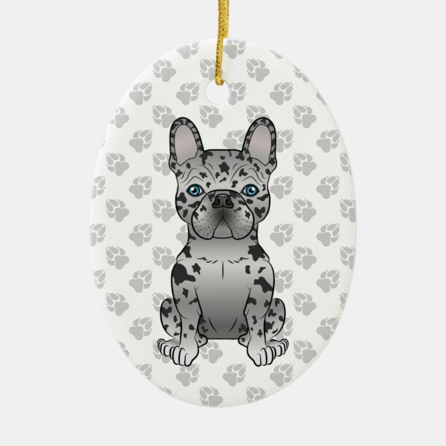 Blue Merle French Bulldog Frenchie Niedlicher Hund Keramik Ornament (Vorne)