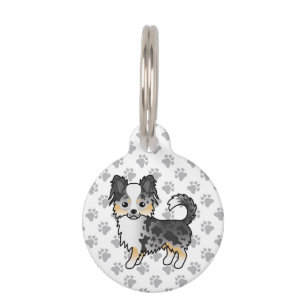 Blue Merle Long Coat Chihuahua Niedlicher Cartoon  Haustiermarke