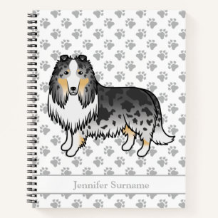 Blue Merle Rough Collie Niedlich Cartoon Dog & Nam Notizbuch
