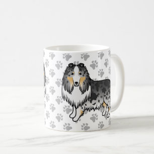 Blue Merle Rough Collie Niedlich Cartoon Dog & Paw Kaffeetasse