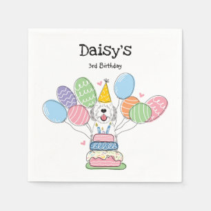 Blue Merle Sheepadoodle Birthday Party Paper Serviette