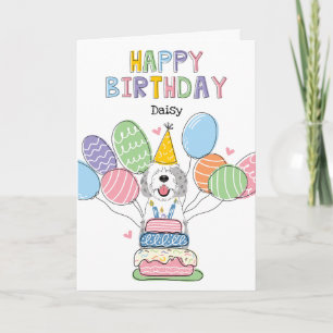 Blue Merle Sheepadoodle Hund Happy Birthday Karte