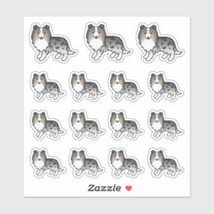 Blue Merle Shetland Sheepdog Cartoon Hunde Aufkleber