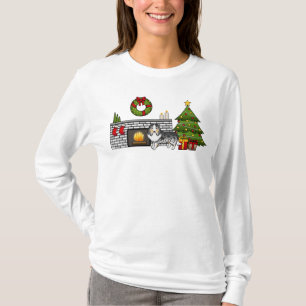 Blue Merle Shetland Sheepdog in einem Weihnachtszi T-Shirt