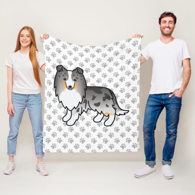 Blue Merle Shetland Sheepdog Sheltie Cartoon Dog Fleecedecke (Beispiel)