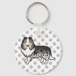 Blue Merle Shetland Sheepdog Sheltie Cartoon Dog Schlüsselanhänger