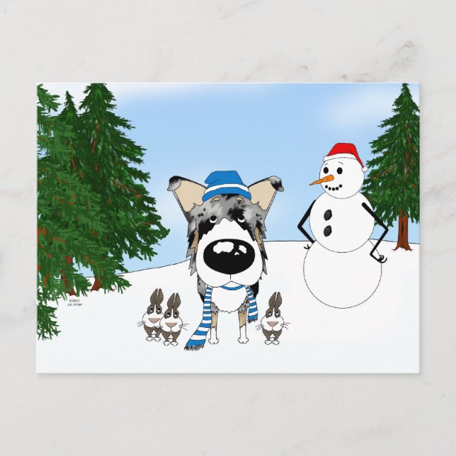 Blue Merle Smooth Collie Winter Snow Postkarte (Vorderseite)