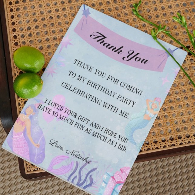 Blue Mermaid Birthday party|| thank you birthday  Postkarte (Von Creator hochgeladen)