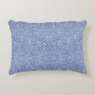 Blue Mermaid Fish Scales Holographic Trendy Glam Dekokissen