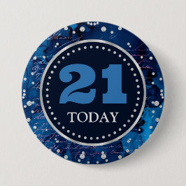 Blue Mermaid Letters Pattern & Glitzer Geburtstag Button