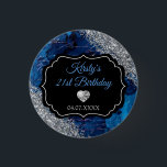 Blue Mermaid Letters Silver Glitter Birthday Button<br><div class="desc">Das schicke Geburtstagsgeschenk besticht durch einen zauberhaften,  blauen und silbernen Mermaid-Hintergrund mit silberfarbenem Glitzer und einem Diamantenherz.</div>