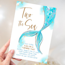 Blue Mermaid Party Two Sea 2. Geburtstag Einladung