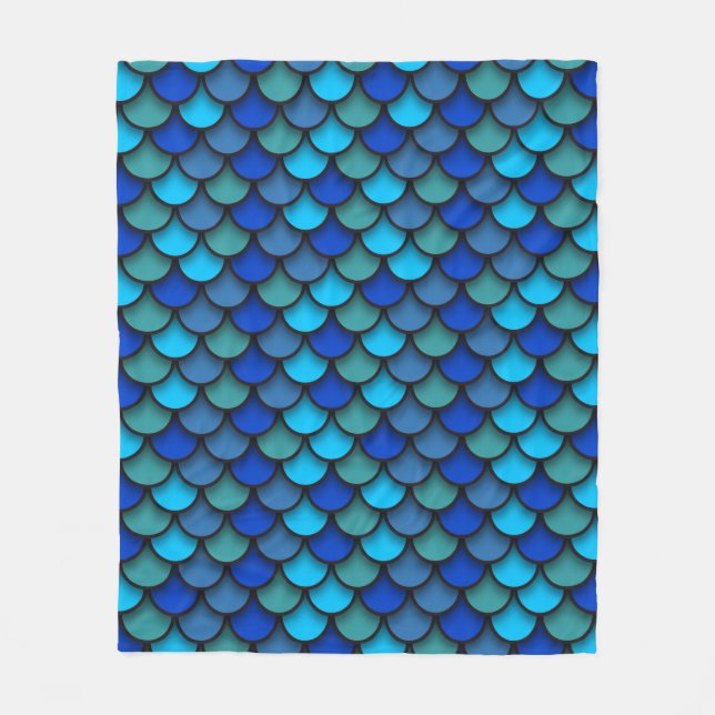 Blue Mermaid Pattern Fleecedecke (Vorderseite)