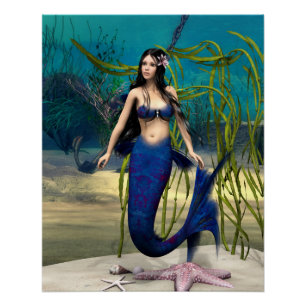 Blue Mermaid Poster