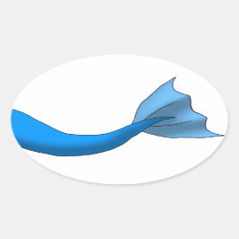 Blue Mermaid Schwanz Ovaler Aufkleber