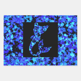 Blue mermaid Splattered Paint  Geschenkpapier Set