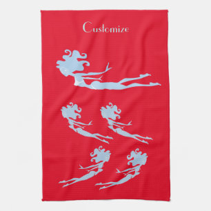 Blue Mermaid Swimmer Thunder_Cove   Geschirrtuch